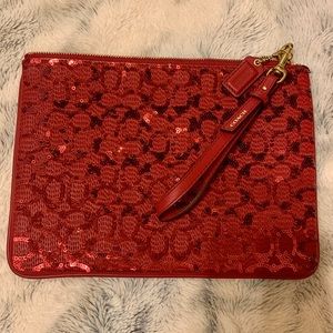 COACH ‘Signature’ Sequin Wristlet